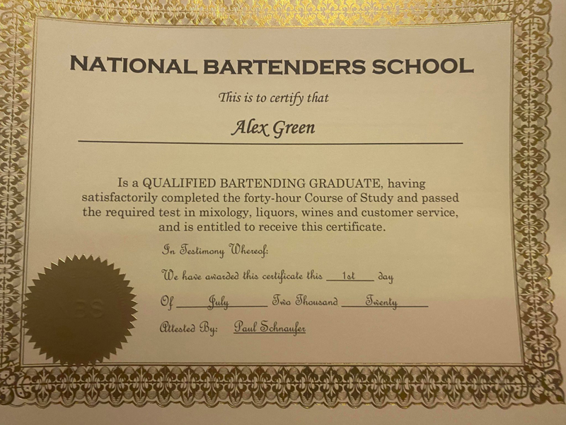 bartending certification